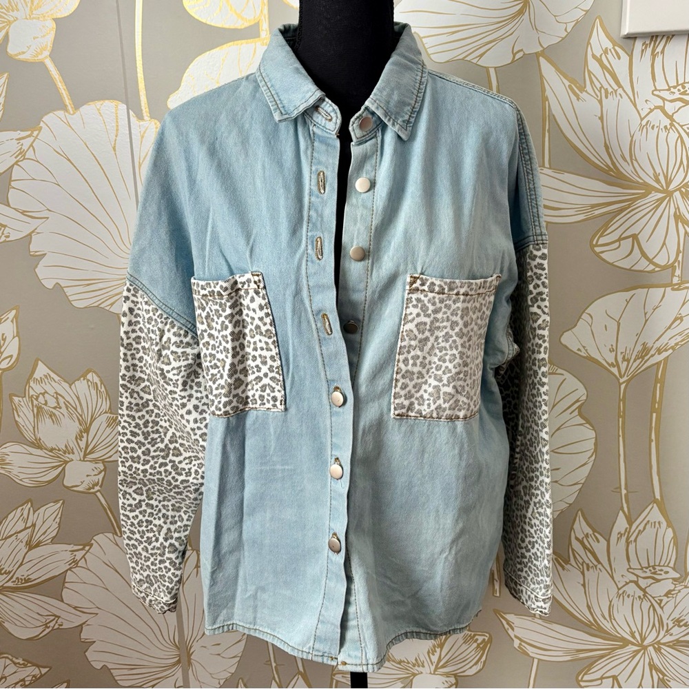 Denim and Leopard Shirt/Jacket